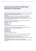 American Government CLEP Exam Questions and Answers- Graded A