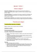 Sociology AQA Beliefs - Topic 1 on theories  