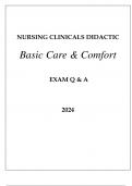 NURSING CLINICALS DIDACTIC BASIC CARE & COMFORT EXAM Q & A WITH RATIONALES 2024.