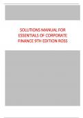 Solutions Manual for Essentials of Corporate Finance 9th Edition Ross