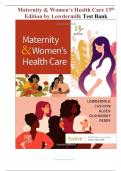 Maternity & Women’s Health Care 13th Edition by Lowdermilk Test Bank | Questions & Answers Explained (Rated A+) | Updated 2024