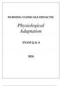 NURSING CLINICALS DIDACTIC PHYSIOLOGICAL ADAPTAION EXAM Q & A WITH RATIONALES