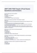 UNIT XVIII TEST Saylor (Final Exam) Questions and Answers