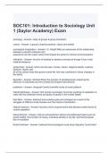 SOC101 Introduction to Sociology Unit 1 (Saylor Academy) Exam Questions and Answers