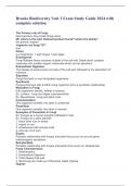 Brooks Biodiversity Unit 2 Exam Study Guide 2024 with complete solution