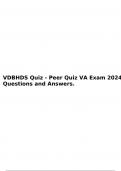 VDBHDS Quiz - Peer Quiz VA Exam 2024 Questions and Answers. 