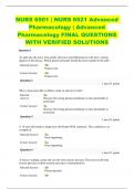 NURS 6501 | NURS 6521 Advanced  Pharmacology | Advanced  Pharmacology FINAL QUESTIONS  WITH VERIFIED SOLUTIONS