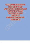 CLC EXAM TEST BANK 2023 CERTIFIED LACTATION CONSULTANT EXAM TEST BANK QUESTIONS AND CORRECT ANSWERS