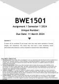 BWE1501 Assignment 1 (ANSWERS) Semester 1 2024 - DISTINCTION GUARANTEED