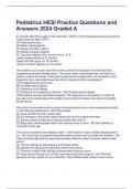 Pediatrics HESI Practice Questions and Answers 2024 Graded A