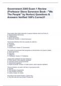 Government 2305 Exam 1 Review (Professor Steve Sorenson Book - "We The People" by Norton) Questions & Answers Verified 100% Correct!!