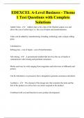 EDEXCEL A-Level Business - Theme 1 Test Questions with Complete Solutions