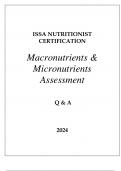 ISSA NUTRITIONIST CERTIFICATION MACRONUTRIENTS & MICRONUTRIENTS ASSESSMENT Q & A 2024