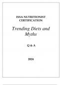 ISSA NUTRITIONIST CERTIFICATION TRENDING DIETS AND MYTHS Q & A 2024.
