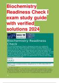 Biochemistry Readiness Check I exam study guide with verified solutions 2024