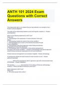 ANTH 101 2024 Exam Questions with Correct Answers 