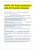 ANTH 101 Exam Questions with All Correct Answers 