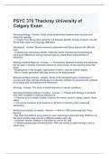 PSYC 375 Thackray University of Calgary Exam Questions with correct Answers