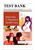 Test Bank For Maternity and Women's Health Care, 13th Edition (Lowdermilk, 2024) | All Chapter 1-37 | Complete Latest Guide.
