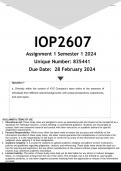 IOP2607 Assignment 1 (ANSWERS) Semester 1 2024 - DISTINCTION GUARANTEED.