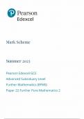 Pearson Edexcel GCE Advanced Subsiduary LevelFurther Mathematics (8FM0) Paper 22 Further Pure Mathematics 2--SUMMER 2023 MARK SCHEME