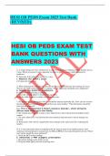 HESI OB PEDS EXAM TEST BANK QUESTIONS WITH ANSWERS 2023