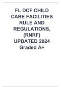 FL DCF CHILD CARE FACILITIES RULE AND REGULATIONS, (RNRF)  UPDATED 2024 Graded A+