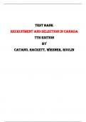 Test Bank For Recruitment and Selection In Canada 7th Edition By Catano, Hackett, Wiesner, Roulin |All Chapters,  2024|