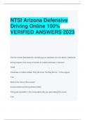 NTSI Arizona Defensive  Driving Online Exam 100%  VERIFIED ANSWERS 2023