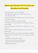Blood administration ATI LVL4 test one Questions and Answers
