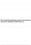 PCE Certified Breastfeeding Counselor Exam Questions and Answers 2024/2025 (Verified Answers).