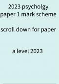 A level AQA 2023 Psychology Question Paper 1,2,3 Mark Schemes 