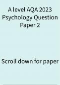 A level AQA 2023 Psychology Question Paper 3