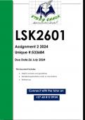 LSK2601 Assignment 2 (QUALITY ANSWERS) 2024