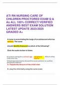 ATI RN NURSING CARE OF CHILDREN PROCTORED EXAM Q & As ALL 100% CORRECT/VERIFIED ANSWERS BEST EXAM SOLUTION LATEST UPDATE 2023/2025 GRADED A+      A nurse is auscultating the lungs of an adolescent who has asthma. The nurse    should identify thesound as w