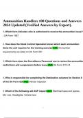 Ammunition Handlers 108 Questions and Answers 2024 Updated (Verified Answers by Expert).