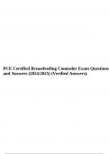 PCE Certified Breastfeeding Counselor Exam Questions and Answers (2024/2025) (Verified Answers).