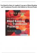 Test Bank for Basic & Applied Concepts of Blood Banking and Transfusion Practices 4th Edition by Howard Paula ISBN 9780323374781 | Complete Guide A+| All Chapters