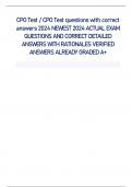 CPO Test / CPO Test questions with correct answers 2024 NEWEST 2024 ACTUAL EXAM QUESTIONS AND CORRECT DETAILED ANSWERS WITH RATIONALES VERIFIED ANSWERS ALREADY GRADED A+                              Depth markings should be - ANSWER-clearly visible by peo
