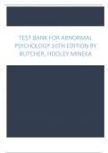 Test Bank for Abnormal Psychology 16th Edition By Butcher, Hooley Mineka