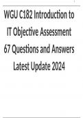 WGU C182 Introduction to IT Objective Assessment 67 Questions and Answers Latest Update 2024