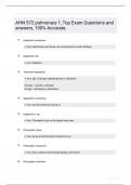 AHN 572 pulmonary 1 Top Exam Questions and answers 100 Accurate