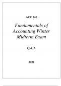 ACC 240 FUNDMENTALS OF ACCOUNTING WINTER MIDTERM EXAM Q & A 2024 (GRAND CANYON