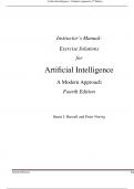 Instructor’s Manual: Exercise Solutions for Artificial Intelligence A Modern Approach Fourth Edition..