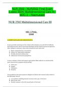 NUR 2502 / NUR2502 Final Exam (Latest 2024) Multidimensional Care III / MDC 3 – Rasmussen