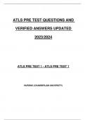 ATLS PRE TEST QUESTIONS AND VERIFIED ANSWERS UPDATED 2023/2024