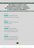TRUGREEN GENERAL PEST  MANAGEMENT TEST 7A EXAM |  QUESTIONS & ANSWERS (VERIFIED) |  LATEST UPDATE | GRADED A+