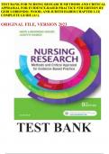 TEST BANK FOR NURSING RESEARCH METHODS AND CRITICAL APPRAISAL FOR EVIDENCE-BASED PRACTICE 9TH EDITION BY GERI LOBIONDO- WOOD, AND JUDITH HABER CHAPTER 1-21| COMPLETE GUIDE (A+).