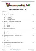 Grade 9 Mathematics (MATH) March Paper and Memo - 2024
