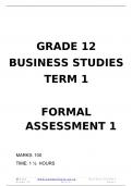 Grade 12 Business Studies (BS) March Paper and Memo - 2024